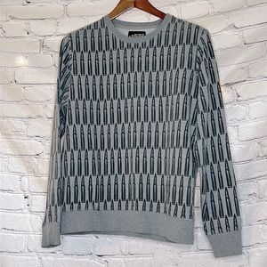 Rude Gray Black Bullet Print Lightweight Sweatshirt Size Medium